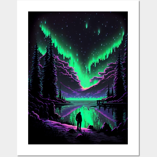 Aurora Lights -  The Beautiful Dance Pixel Art Wall Art by mcmtshirts